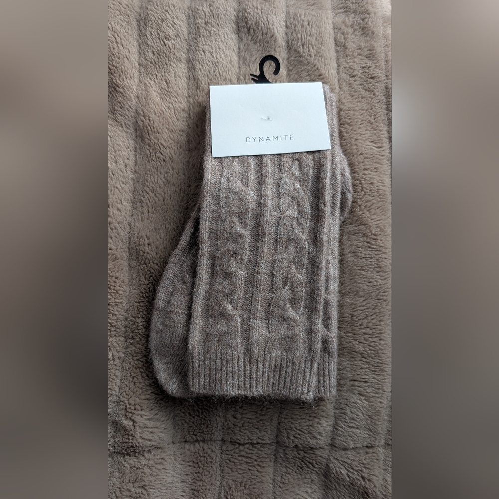 Dynamite Taupe Knit Socks